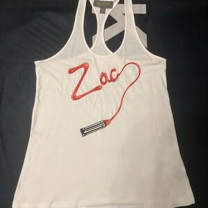 White Tank Zac Posen for Target Top with Red Graphic